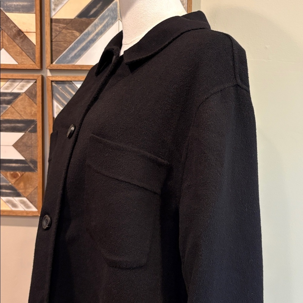NakedCashmere Felted Wool Cashmere Black Shacket Button Up Cardigan Jacket Large - Picture 4 of 12